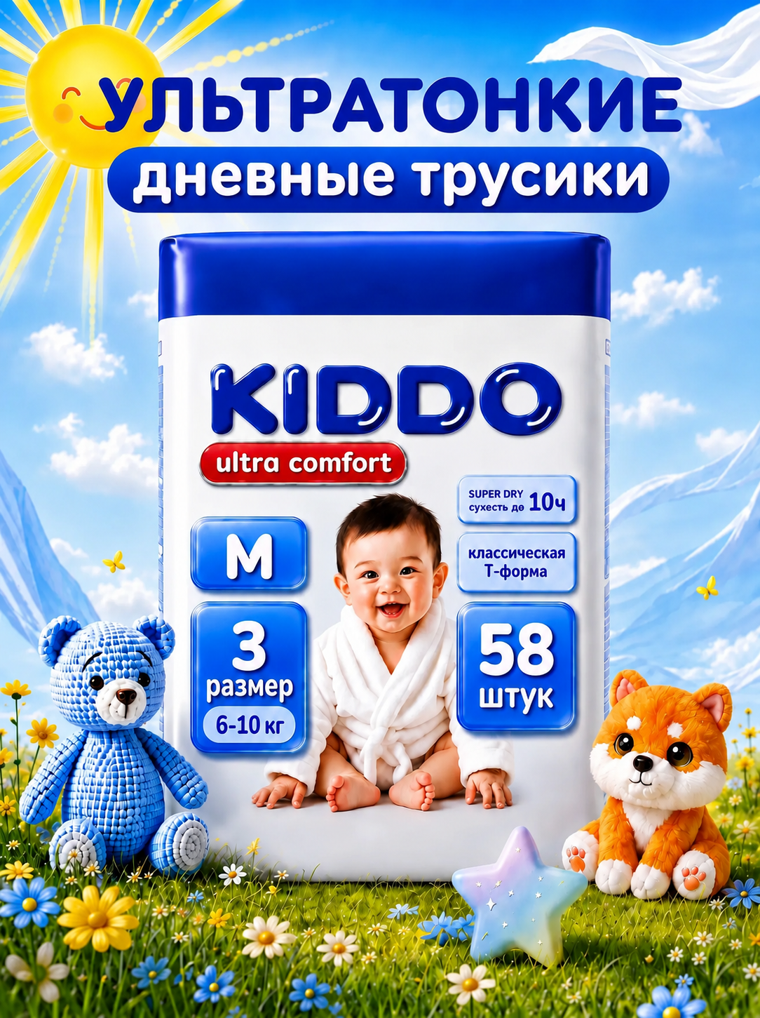 Трусики Kiddo Ultra Comfort M (6-10 кг) 58 шт. - фото 1