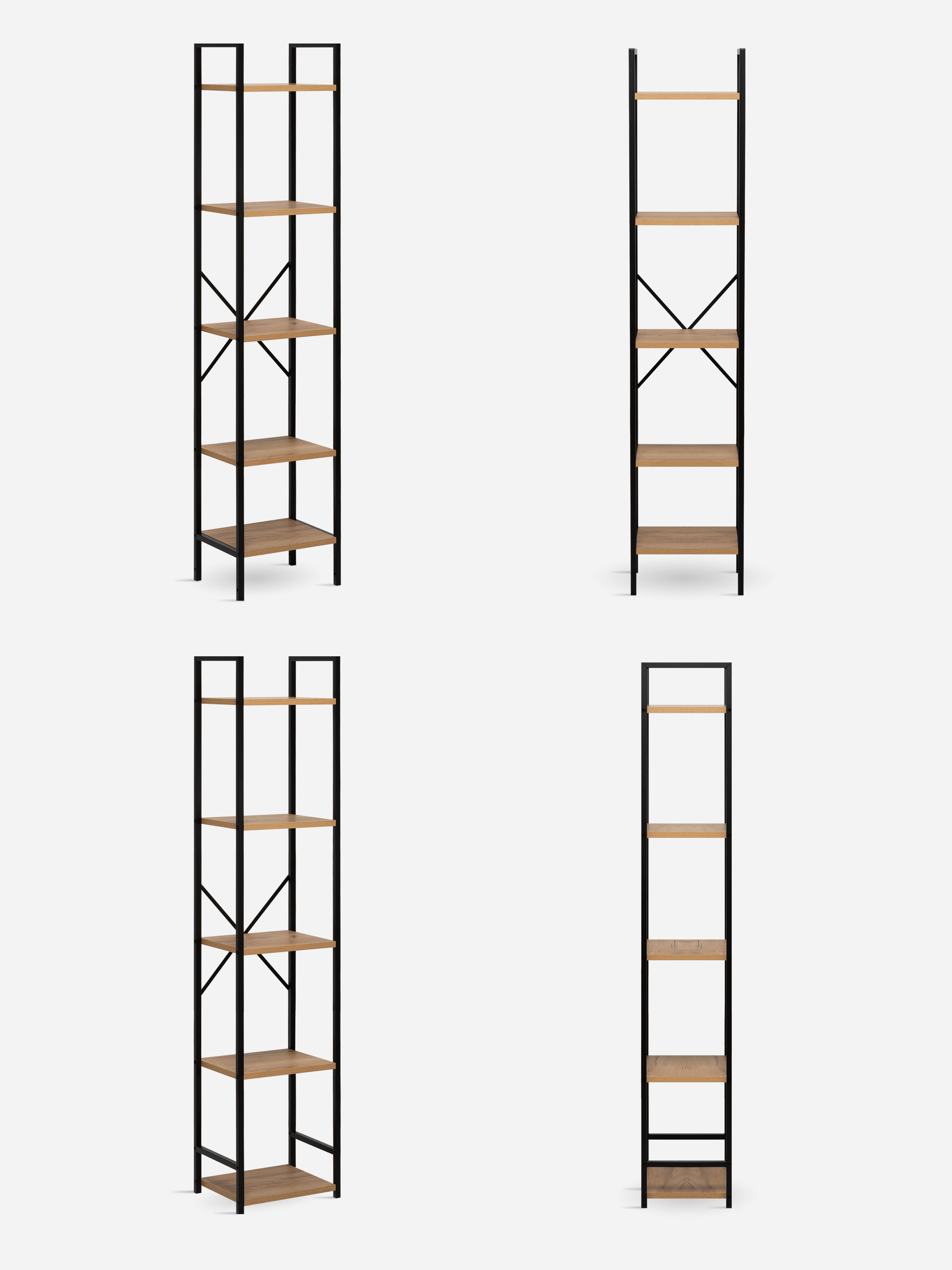 Стеллаж Leset Стилвуд 15 узкий 5 полок Черный/Дуб крафт золотой - фото 3