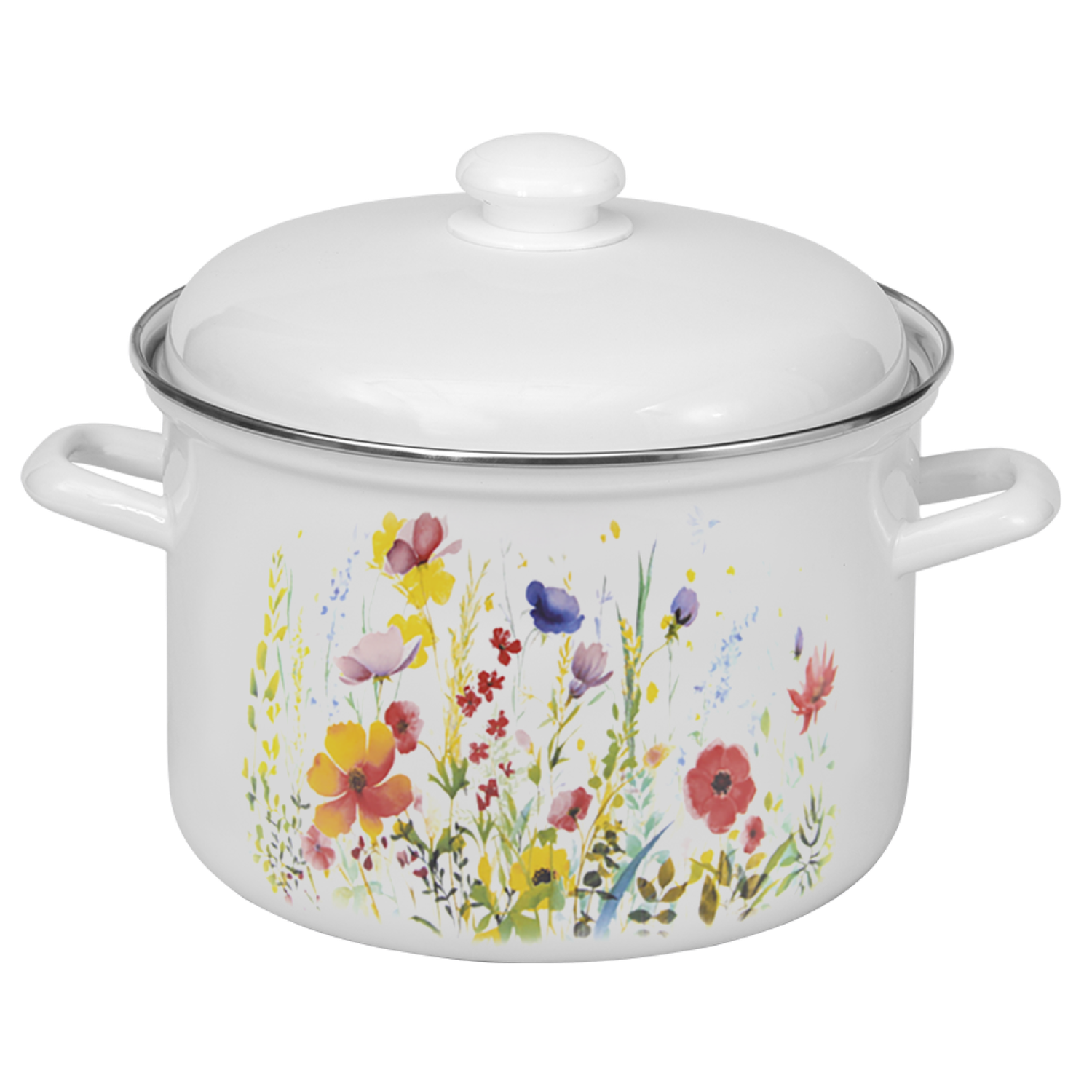 Кастрюля эмалированная Лысьвенские эмали Цветущий луг 3л - фото 1