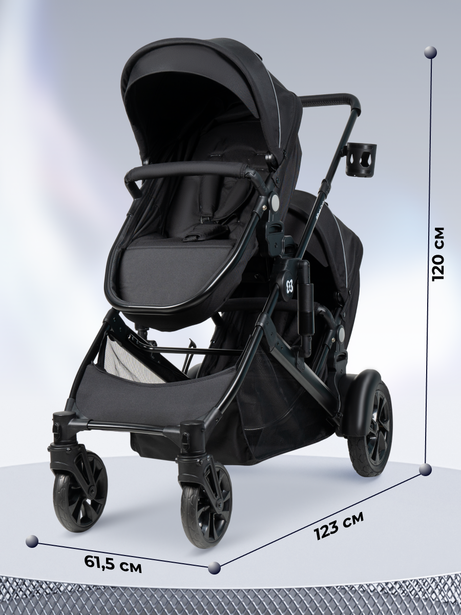 Коляска трансформер для двойни Farfello Silva Duo черный - фото 13
