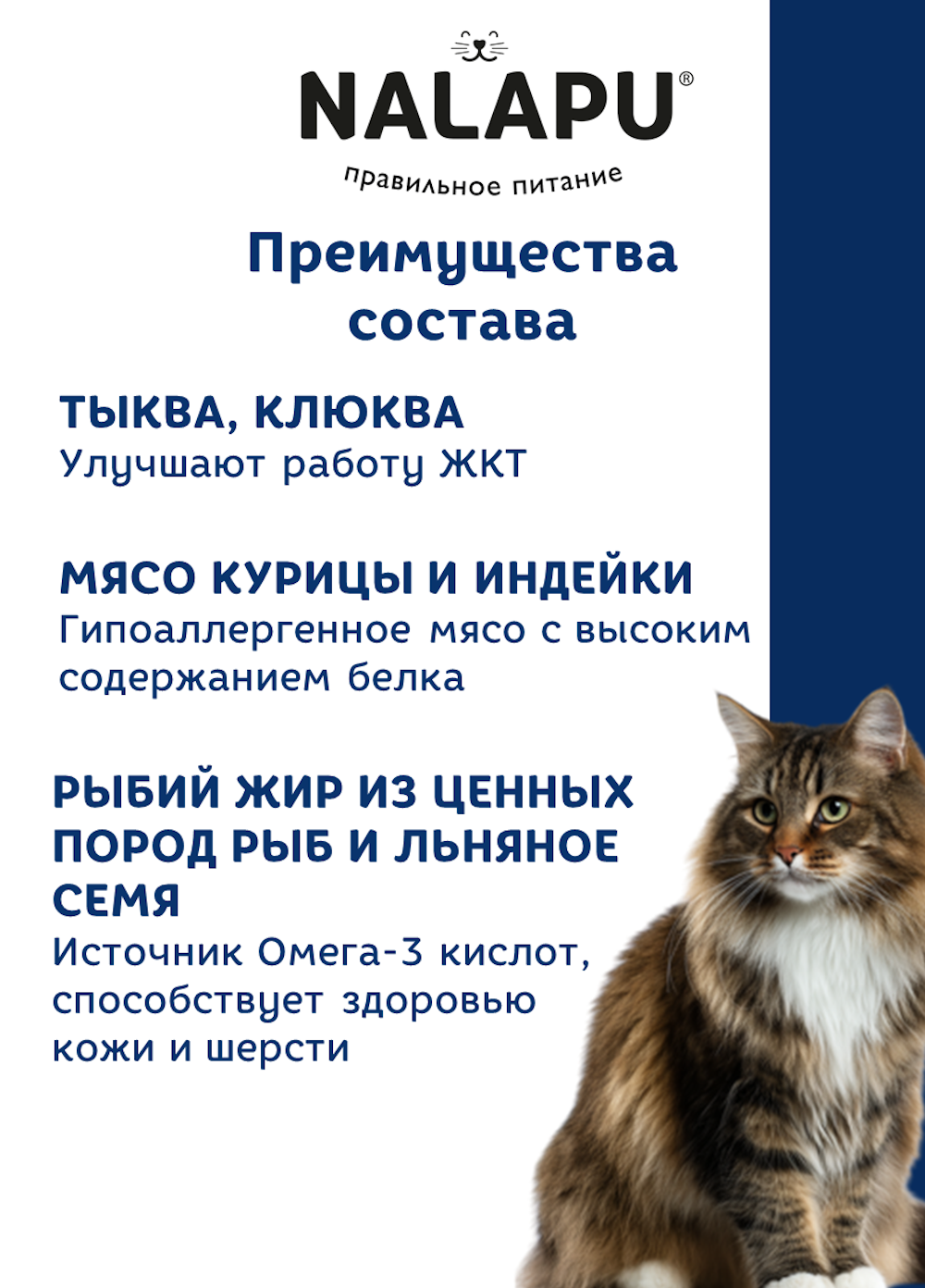 Корм для кошек NALAPU Indoor and Hairball с курицей в желе 77г - фото 3