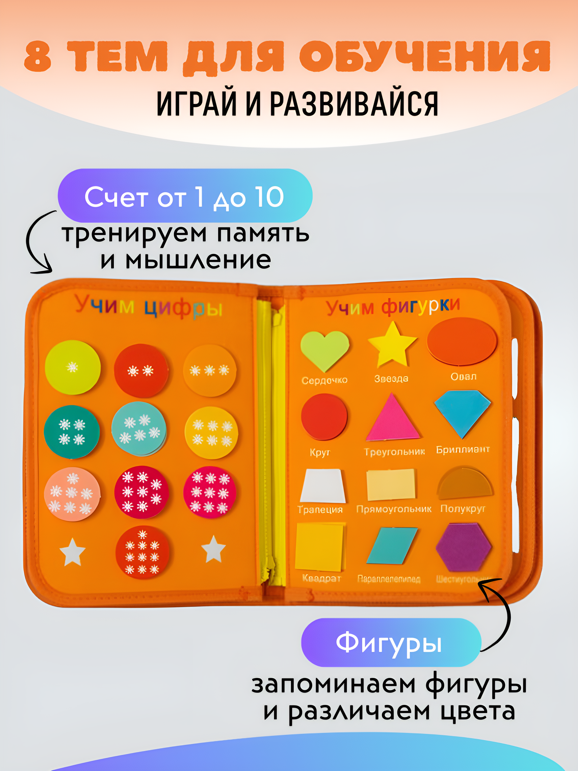 Игрушка DiaDan бизиборд Развивающая книжка бизиборд - фото 3