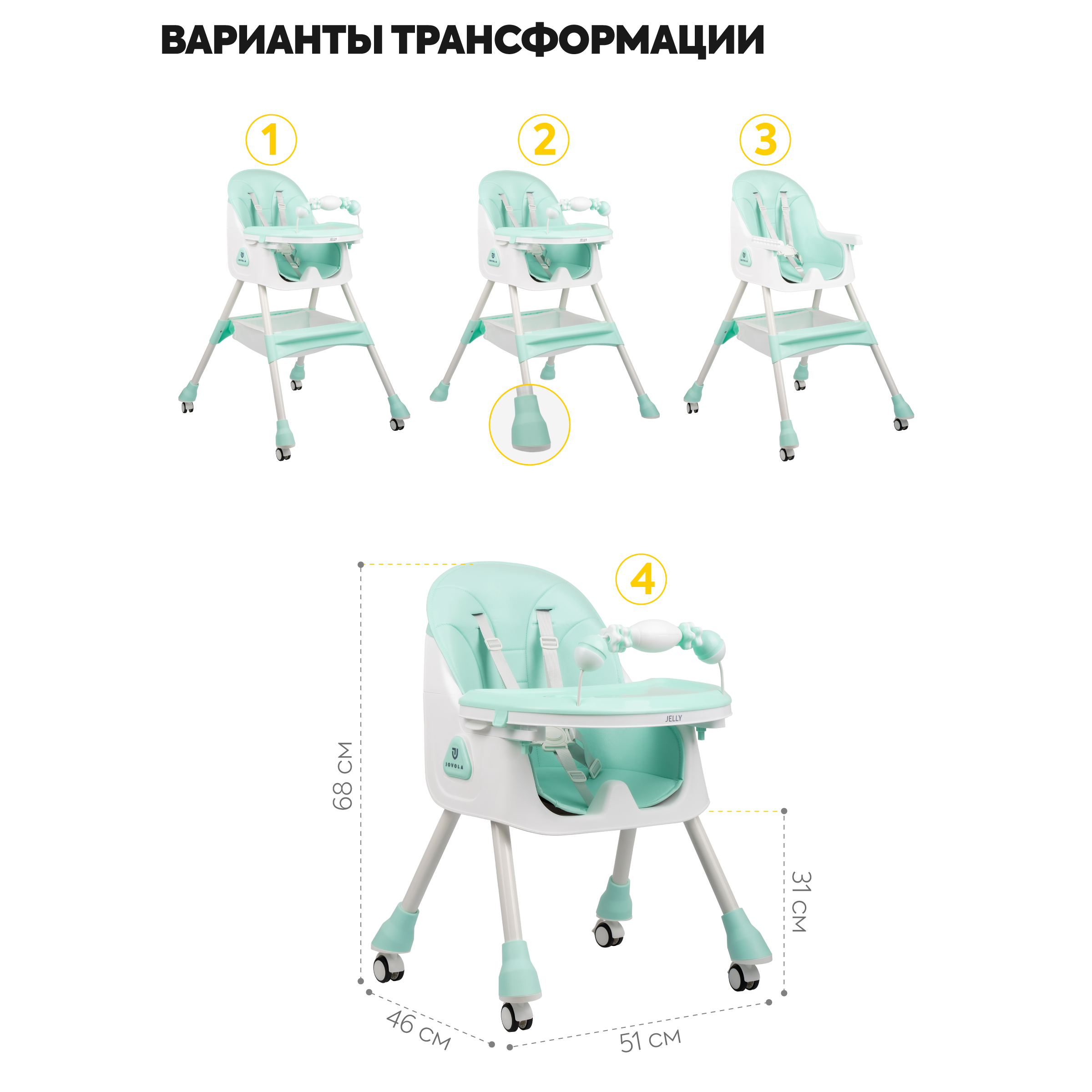 Стульчик для кормления JOVOLA Jelly классический - фото 3