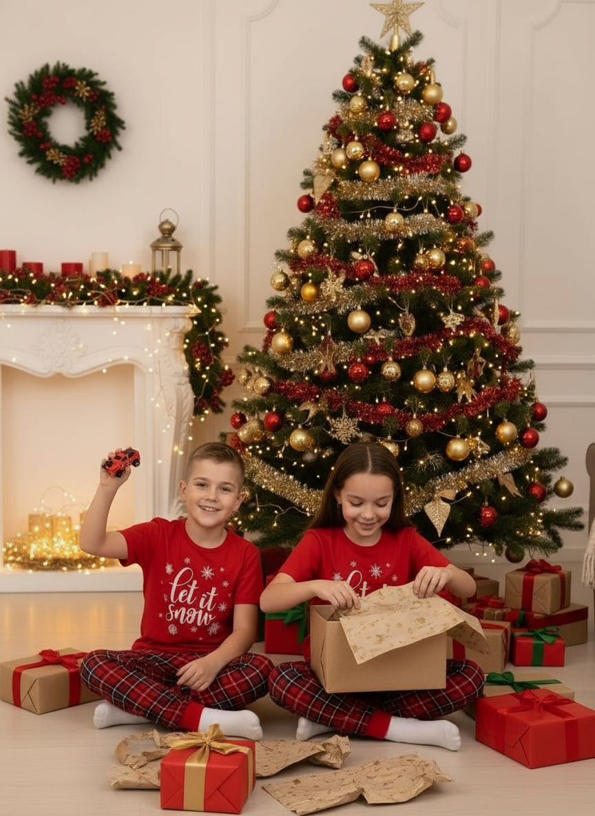 Пижама Утенок 827п-красный-клетка-снежок - фото 45