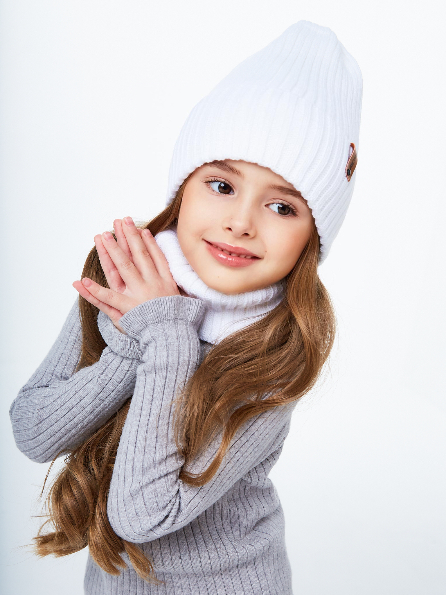 Шапка и снуд NYCkids NYC-H-104-GplainW-white - фото 10