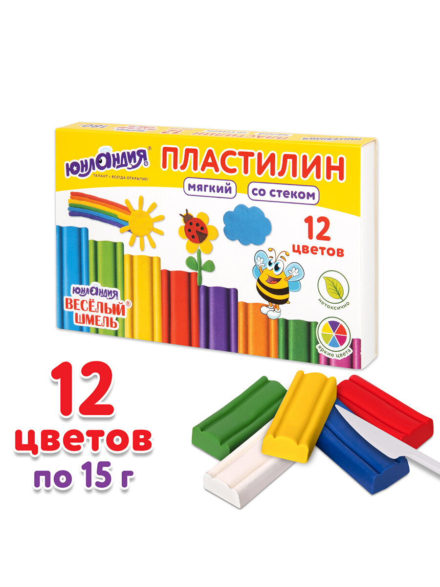 Пластилин Юнландия восковой 12 цв. - фото 1
