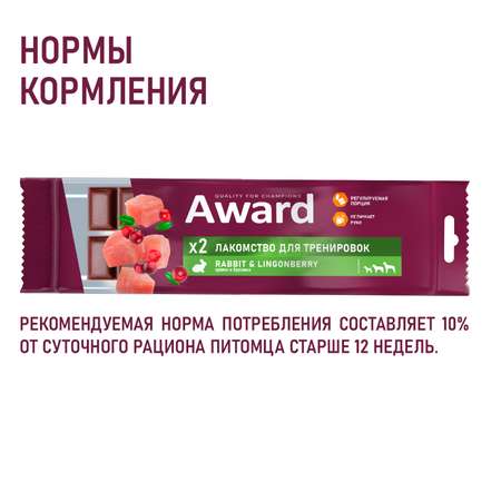 Лакомство для собак и щенков AWARD для тренировок с кроликом и брусникой 50г с 3 месяцев