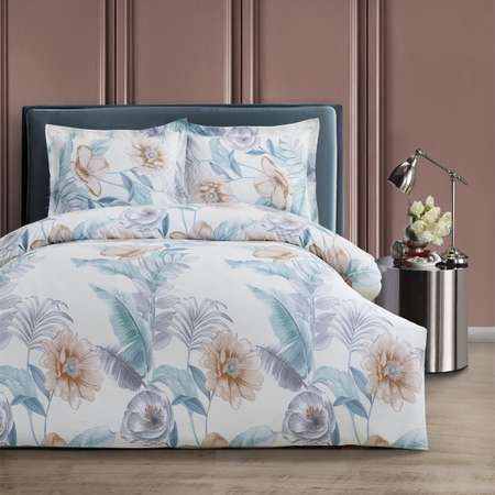 Постельное белье Arya Home Collection 2 спальное Simple Living Cherise сатин 2 наволочки 50х70 с евро простыней