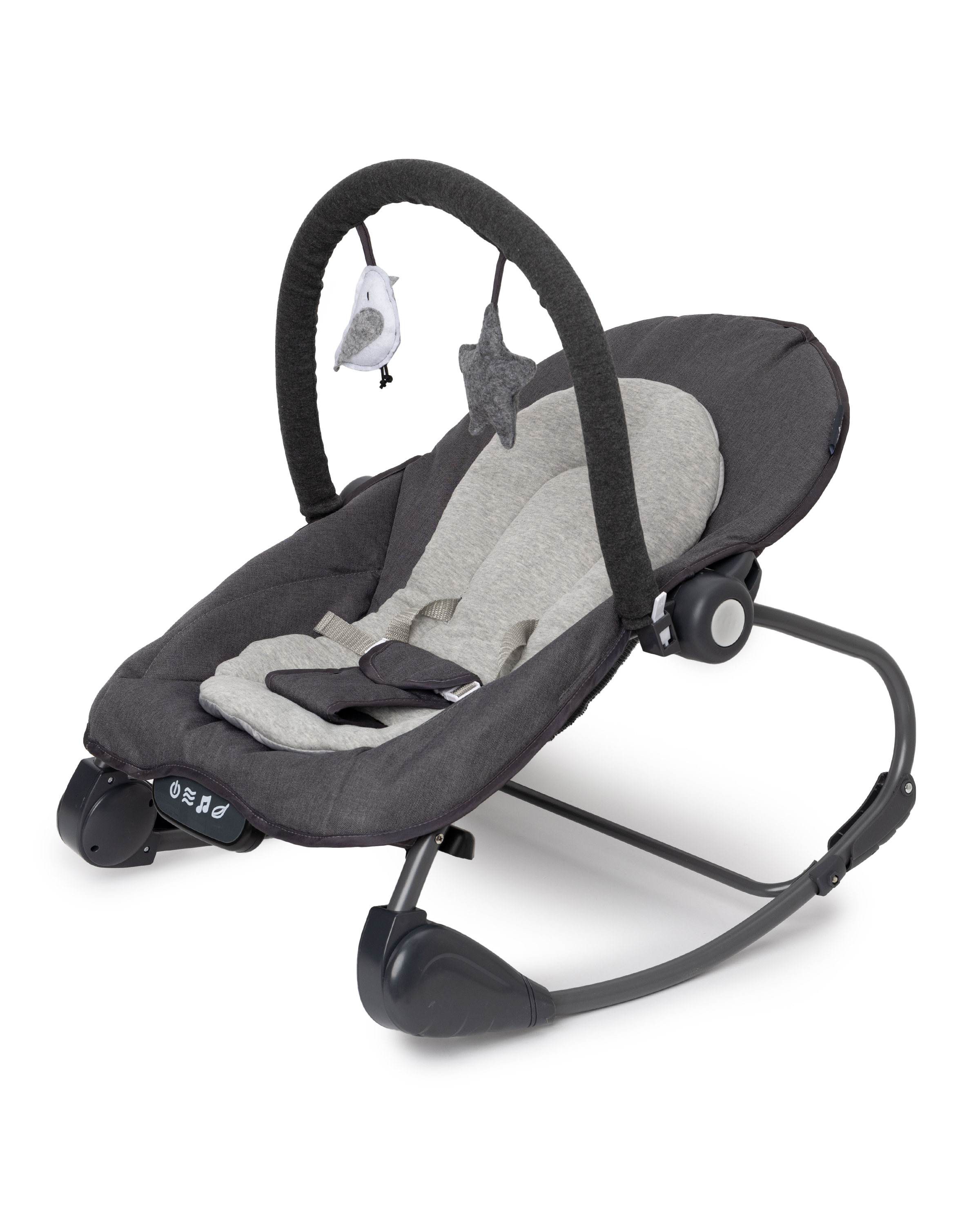 Шезлонг BabyGo Birdy серый - фото 1