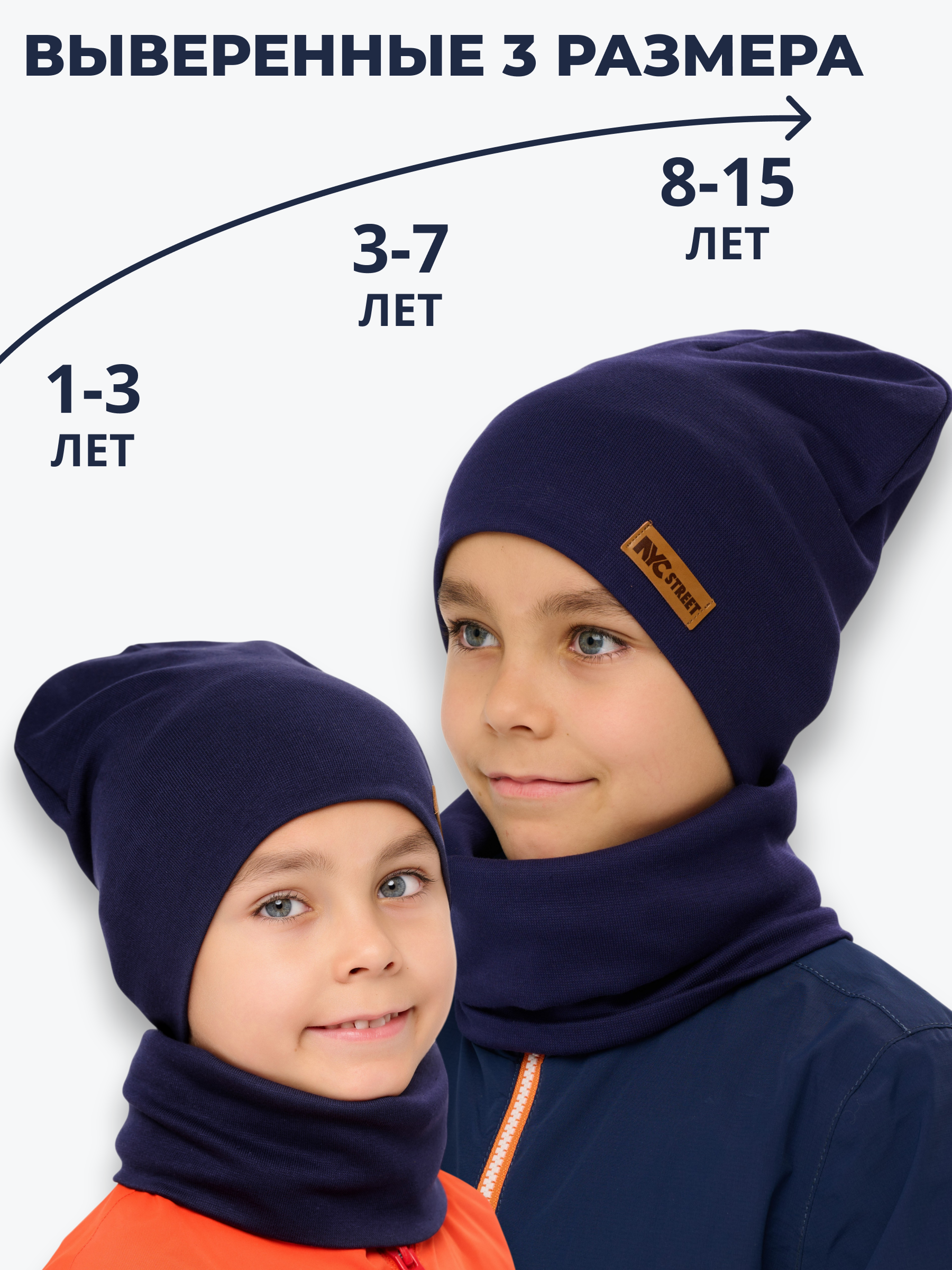 Шапка и снуд NYCkids NYC-H-37-plain-Dblue - фото 4