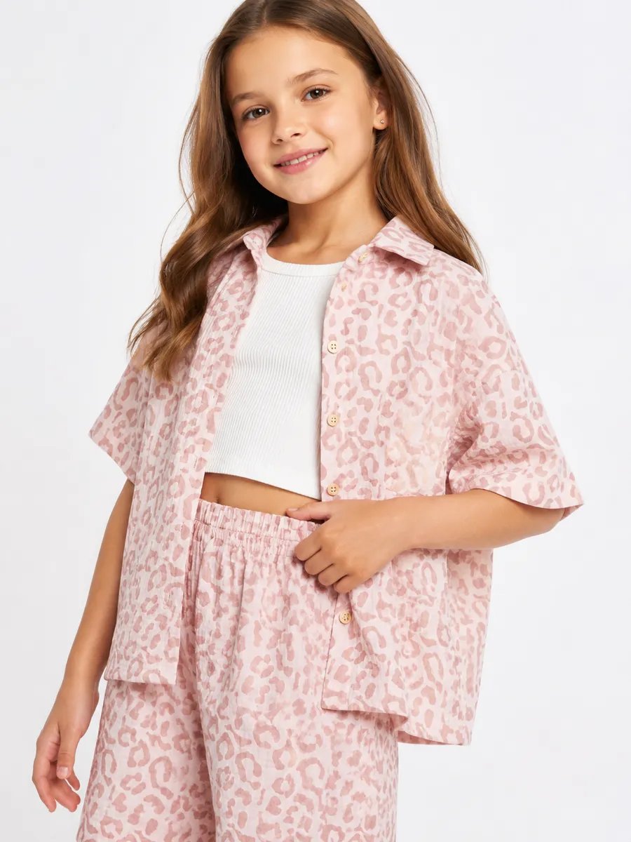 Рубашка и шорты Leli dress костюм_Лео_пудра - фото 3