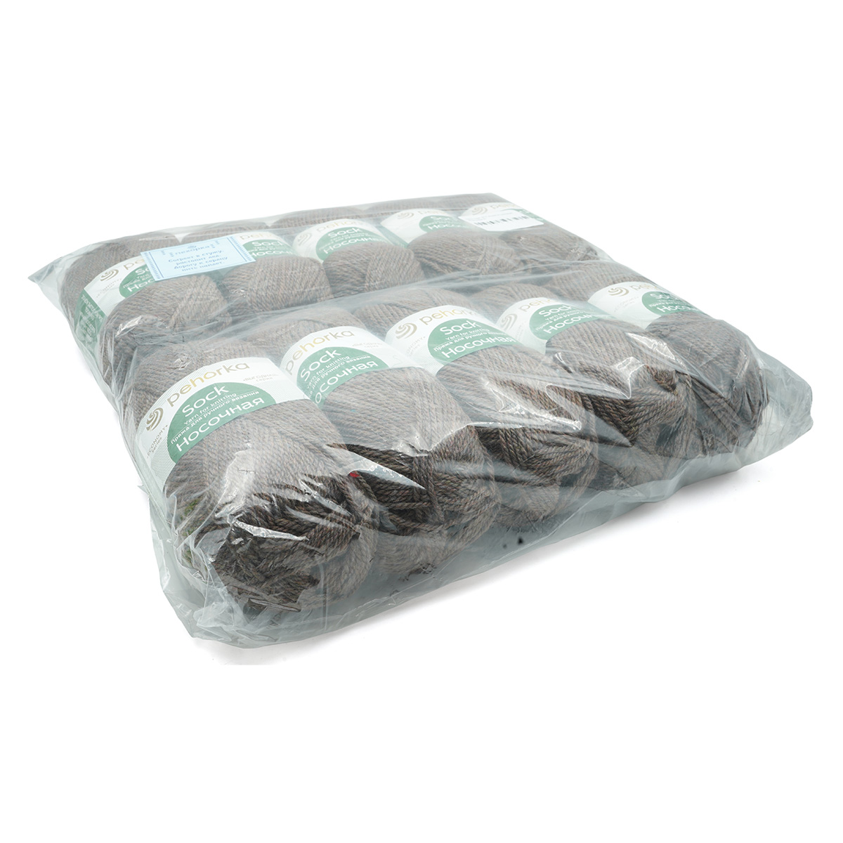 Пряжа Пехорка Носочная полушерстяная 100 г 200 м 517-Коричневый меланж 10 мотков - фото 3