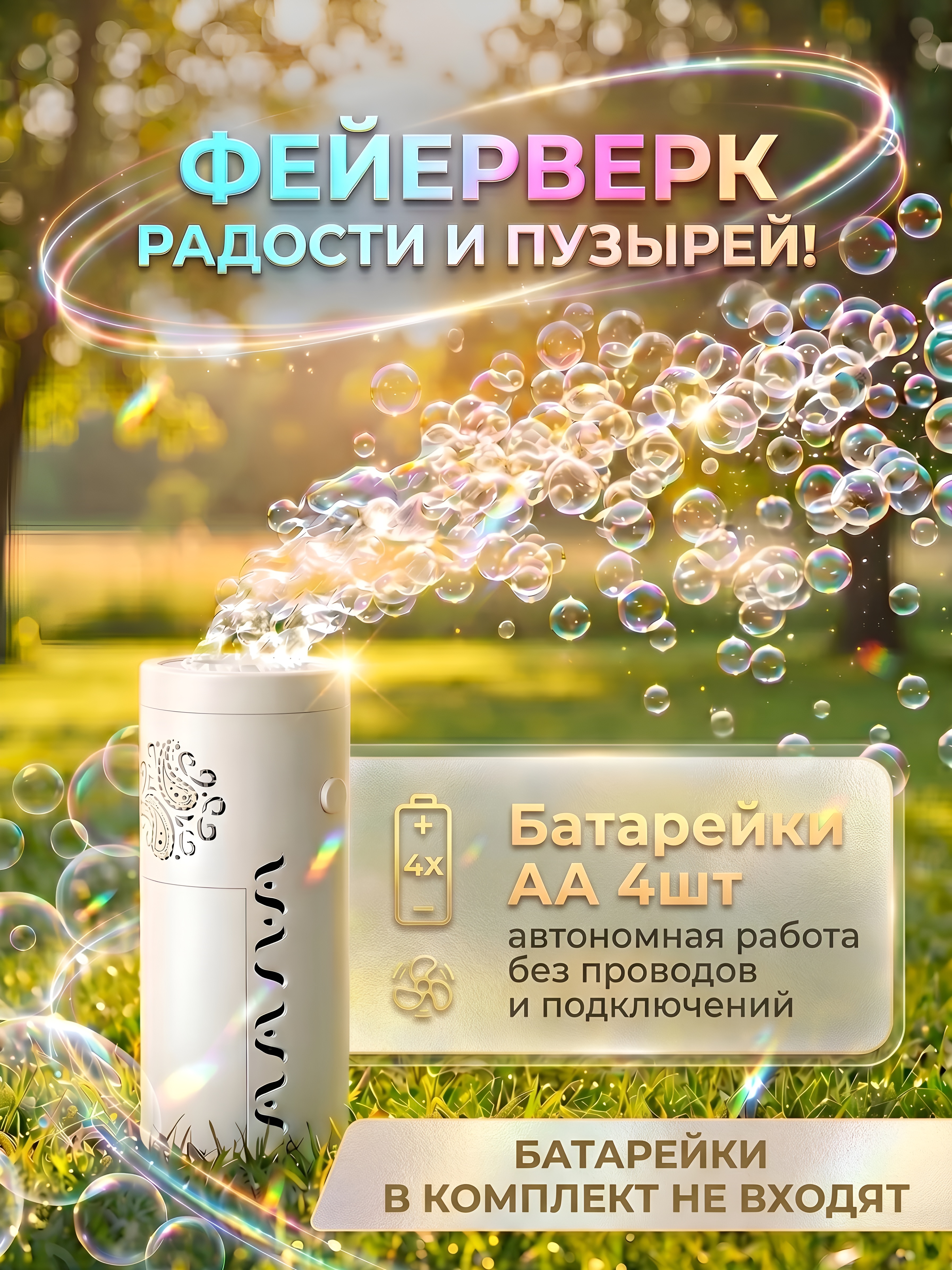 Генератор мыльных пузырей Kaleidoscope toys с подсветкой на батарейках - фото 5