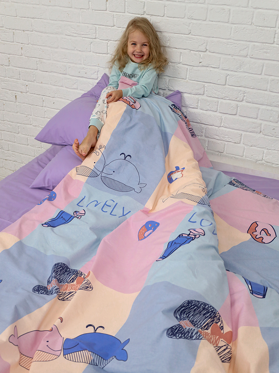 Комплект постельного белья BRAVO kids dreams Киты простыня на резинке полутораспальный 3 предм. - фото 5