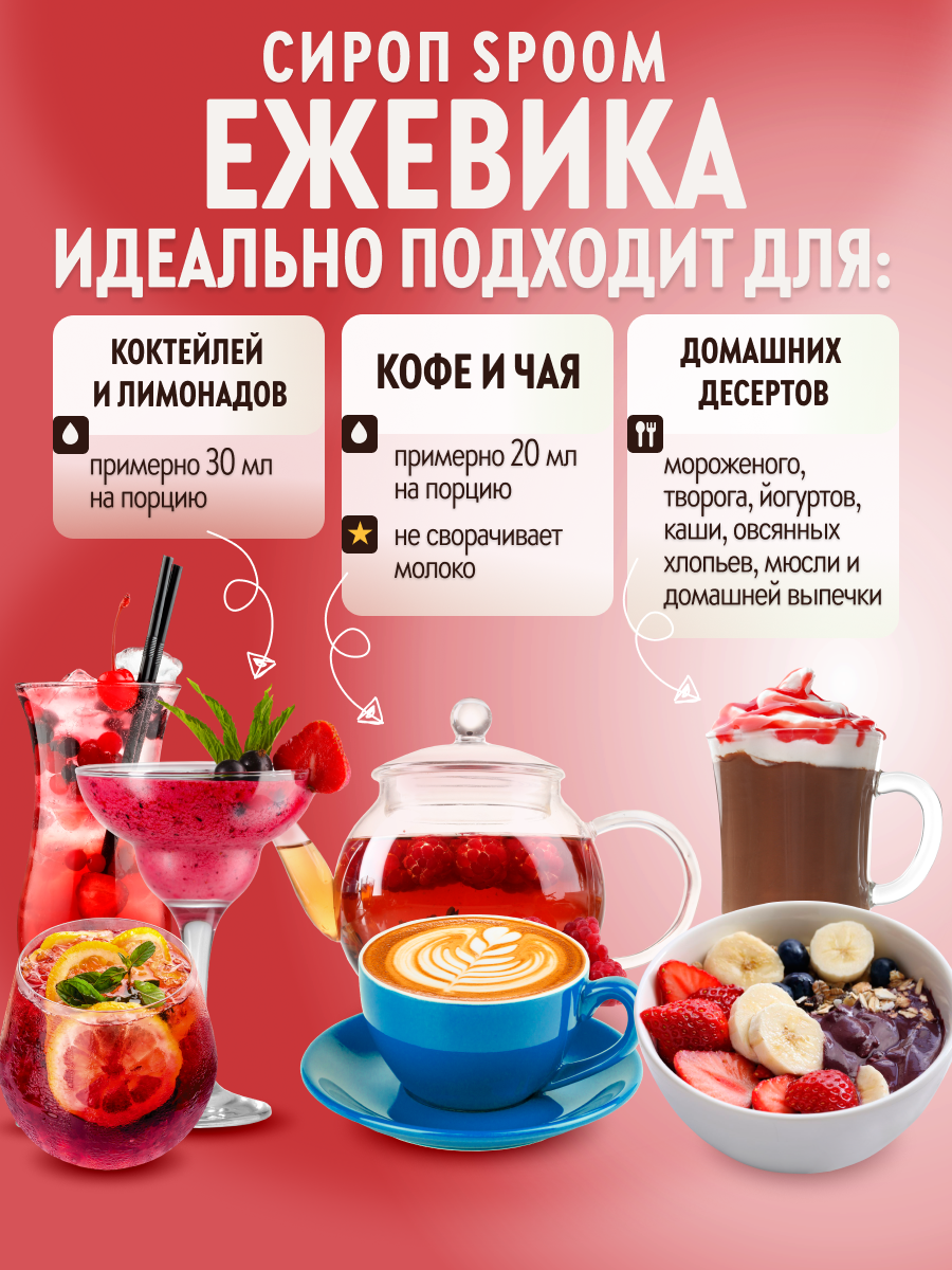 Сироп SPOOM Ежевика 1л для кофе коктейлей и десертов - фото 3