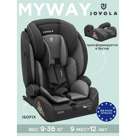 Автокресло JOVOLA MyWay темно-серый-светло-серый Isofix 1/2/3 (9-36 кг) серый