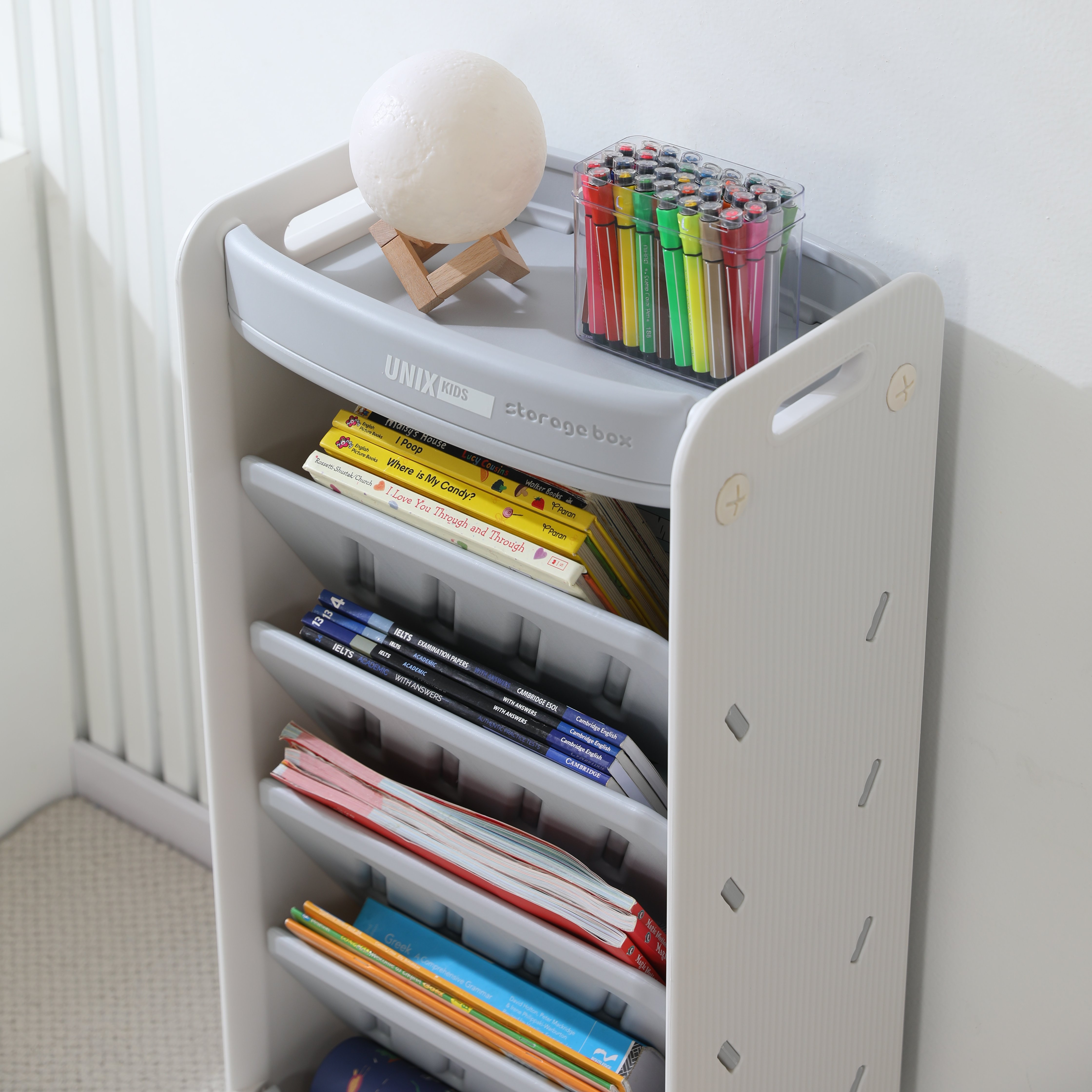 Стеллаж для книг UNIX Kids Storagebox 5 levels Grey - фото 16