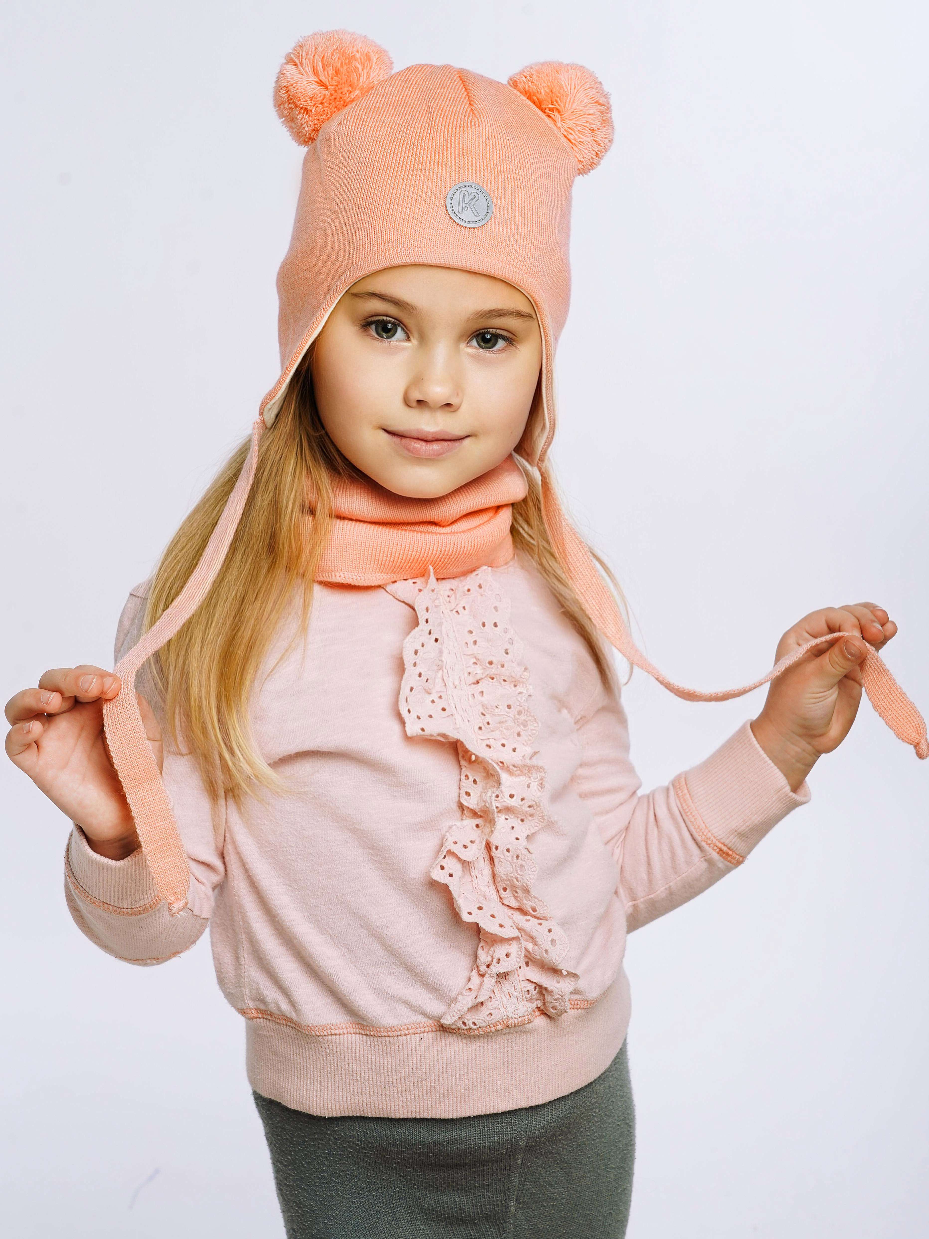 Шапка и снуд ПриКиндер U-Sp22529 Цвет: Светло-персиковый - фото 9