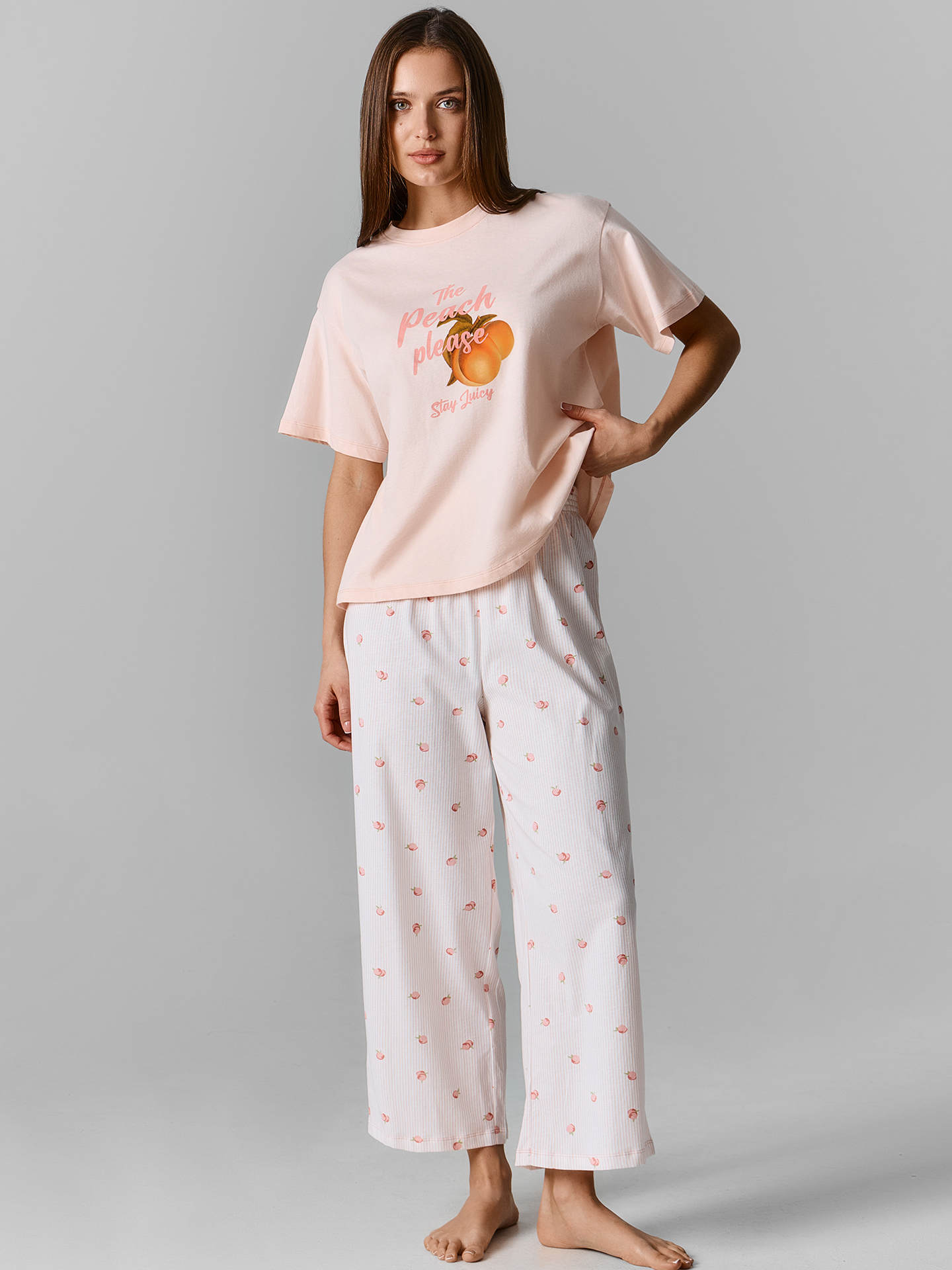 Пижама Mark Formelle (Марк Формэль) 592600/нежно -розовый +персики на н.розовой полоске - фото 1