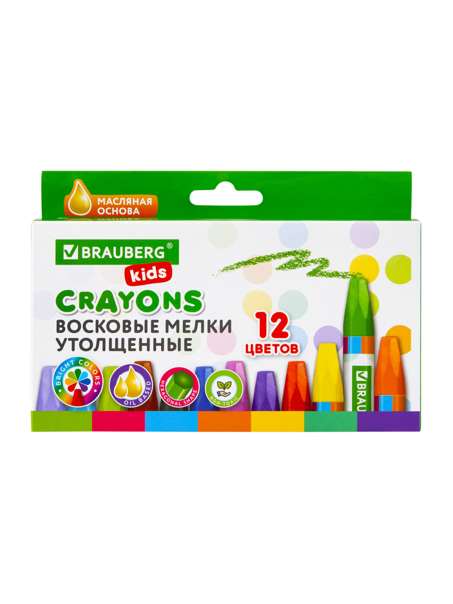 Восковые мелки Brauberg 12 шт. - фото 9