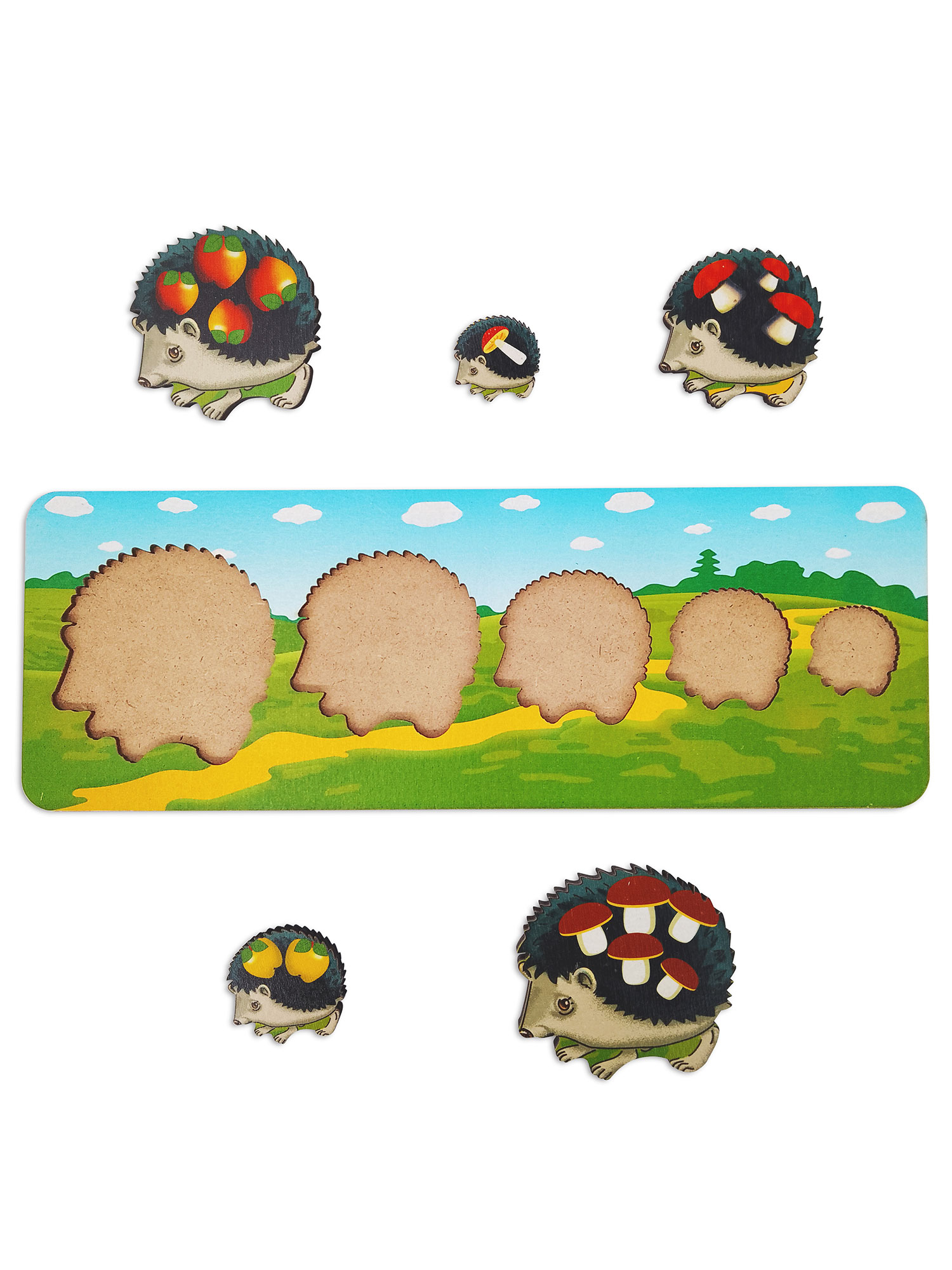 Игрушка Нескучные игры рамка-вкладыш Монтессори Ежики - фото 3