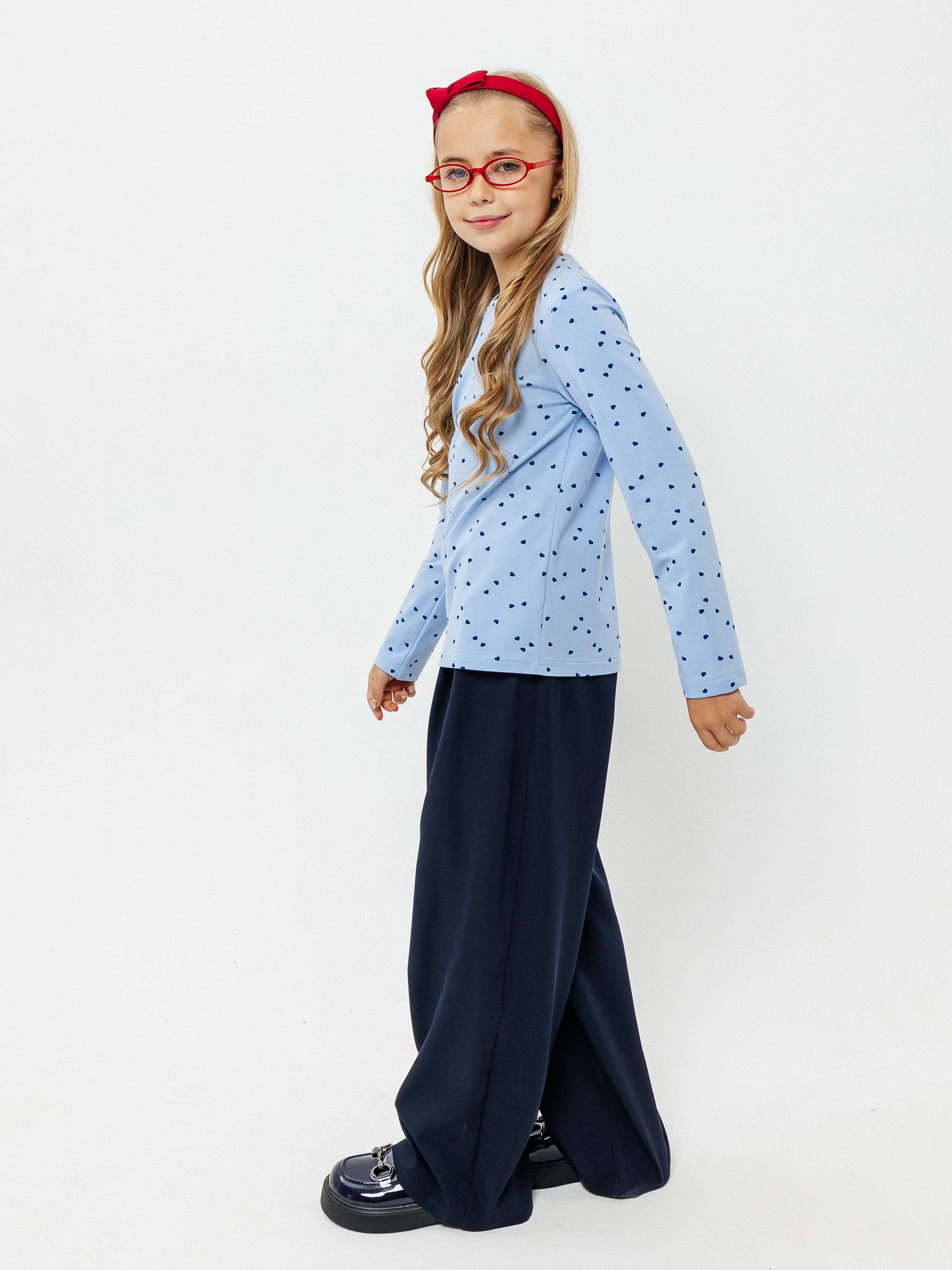 Лонгслив Селтекс Ю_ДК68 голубой/сердечки мини синий - фото 2