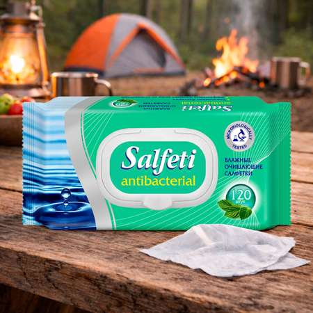 Влажные салфетки SALFETI антибактериальные 120 шт.