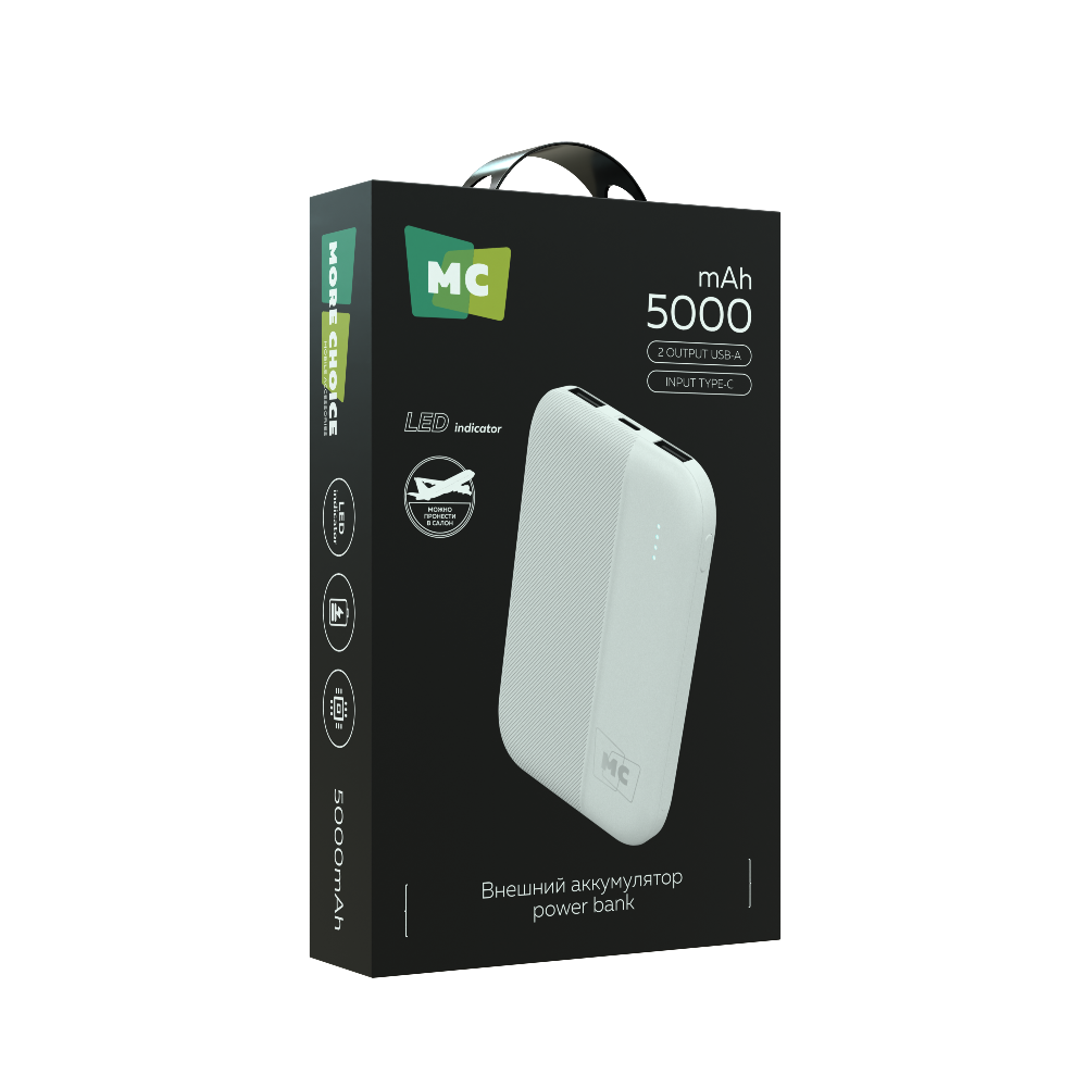Внешний аккумулятор 5000mAh More Choice PB25-05 White - фото 6