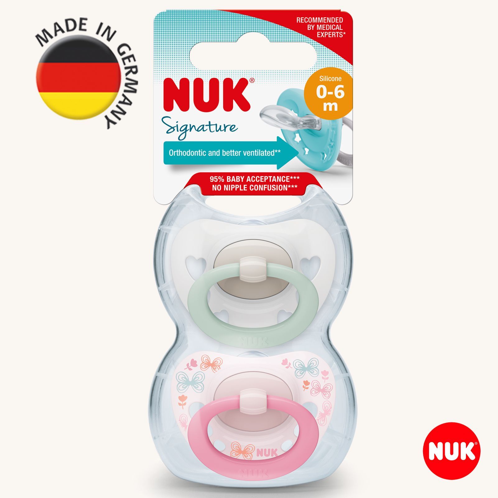 Пустышка Nuk силикон ортодонтическая от 0 мес. 2 шт. - фото 1