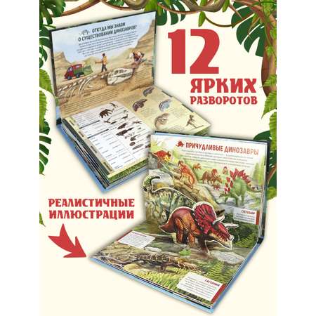 Книга с объемными картинками Динозавры Malamalama Энциклопедия для детей. Книга-панорамка