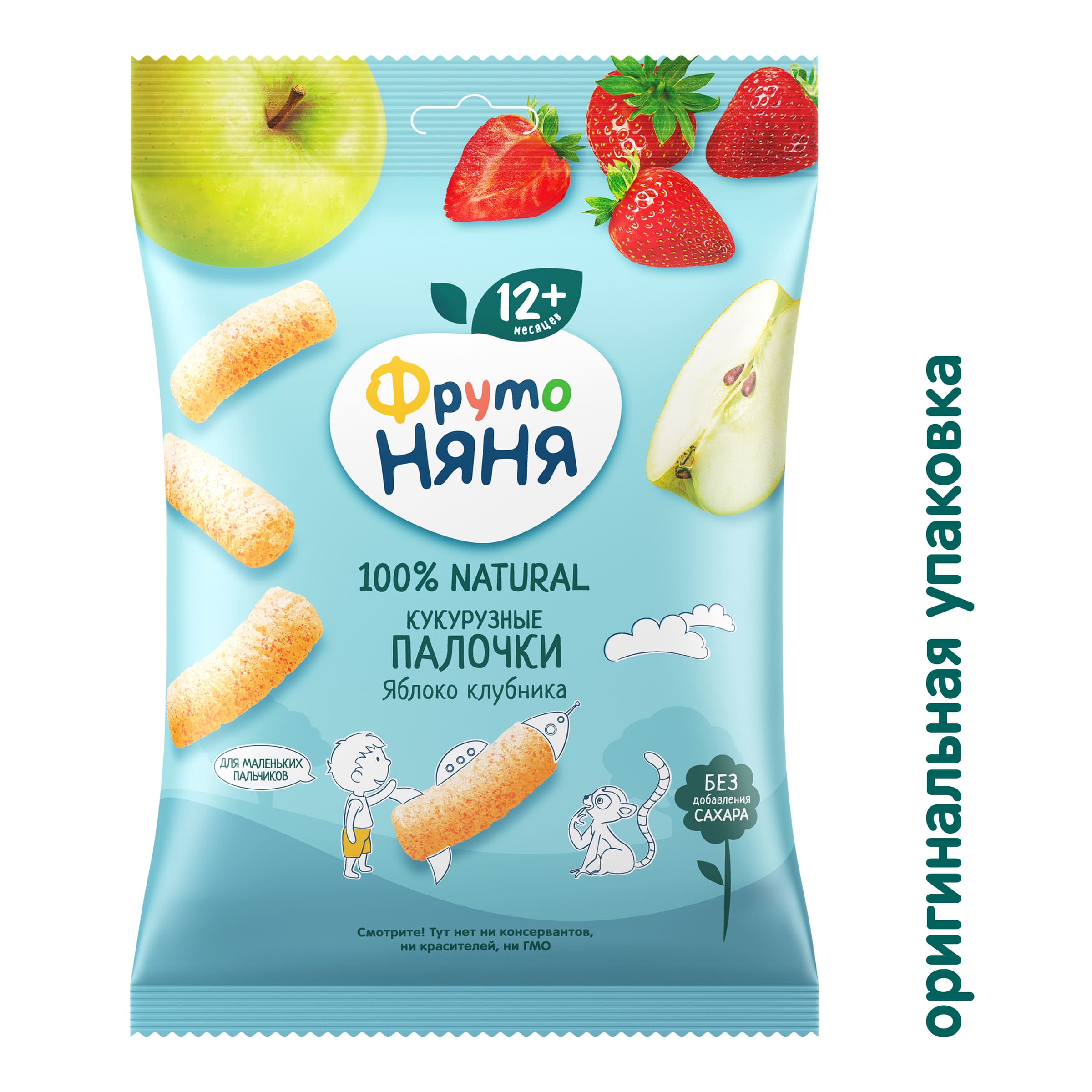 Кукурузные палочки ФрутоНяня яблоко-клубника с 12 мес 20 г - фото 2