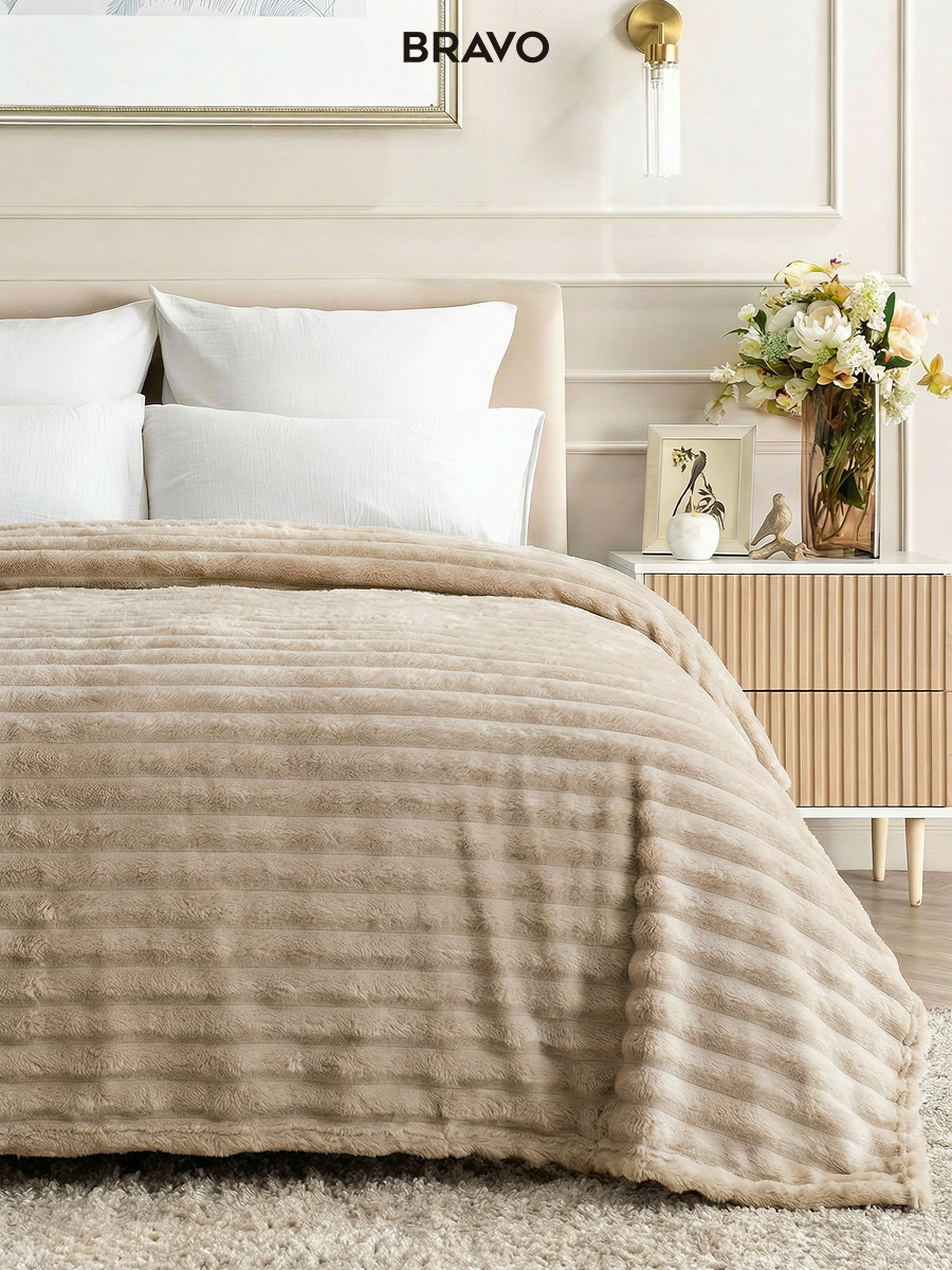 Покрывало BRAVO Волна песочный 180 x 220 см велсофт - фото 4