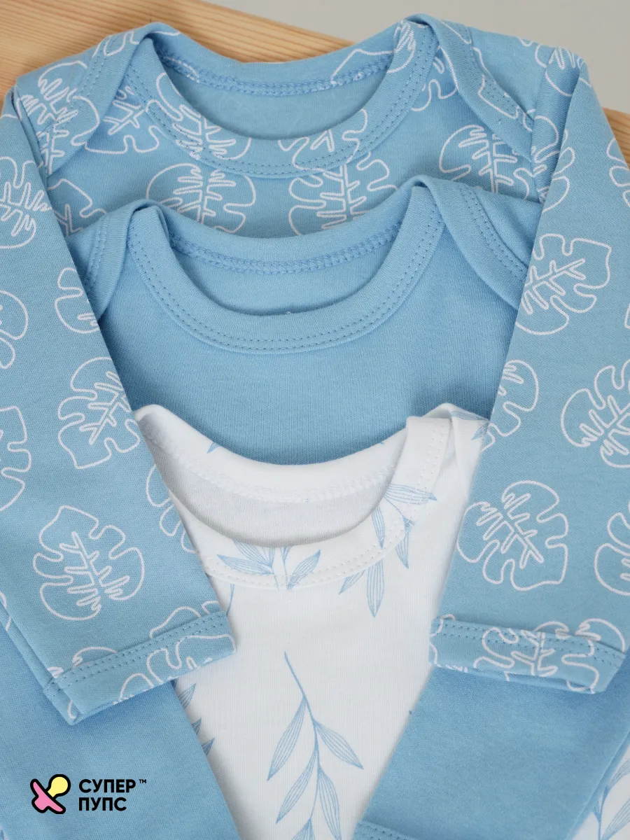 Боди 3 шт Супер Пупс нбр/3пр/бд/sk20/синийлисточкиветочки - фото 10