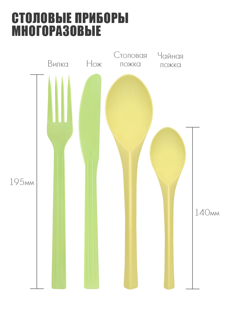 Набор посуды Solaris на 1 персону «Универсальный» желто-зеленая пастель - фото 10