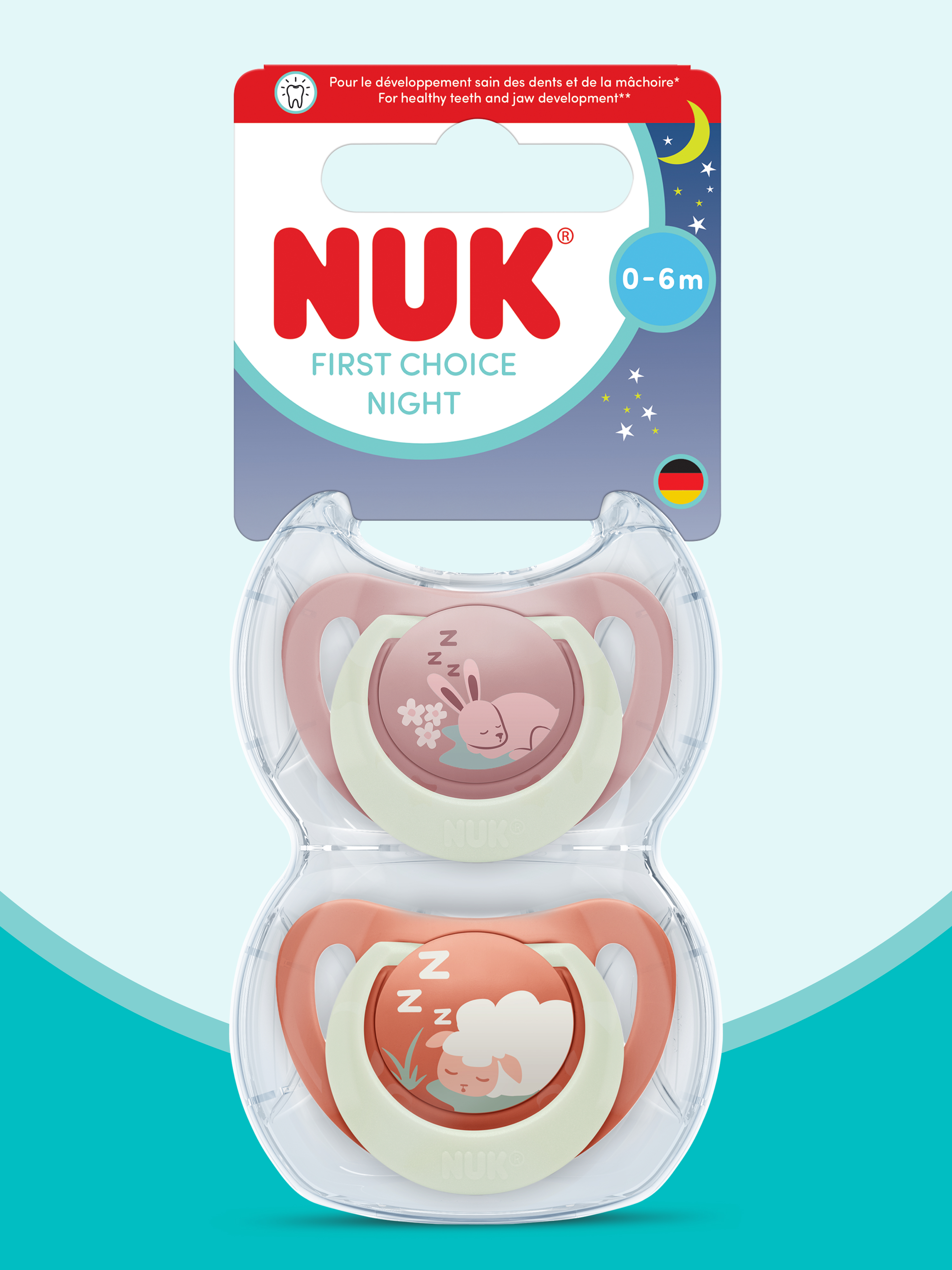 Изображение товара Пустышка силиконовая NUK First Choice Night с подсветкой для новорожденных Изображение товара Пустышка силиконовая NUK First Choice Night с подсветкой для новорожденных