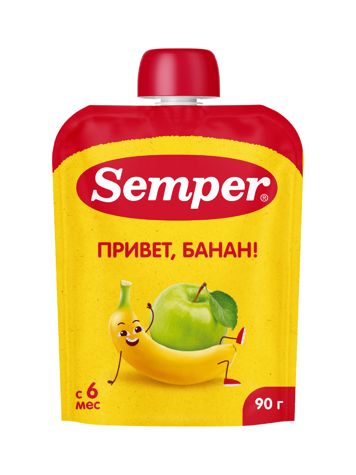 Пюре Semper Яблоко-банан с 6 мес 90 г - фото 1