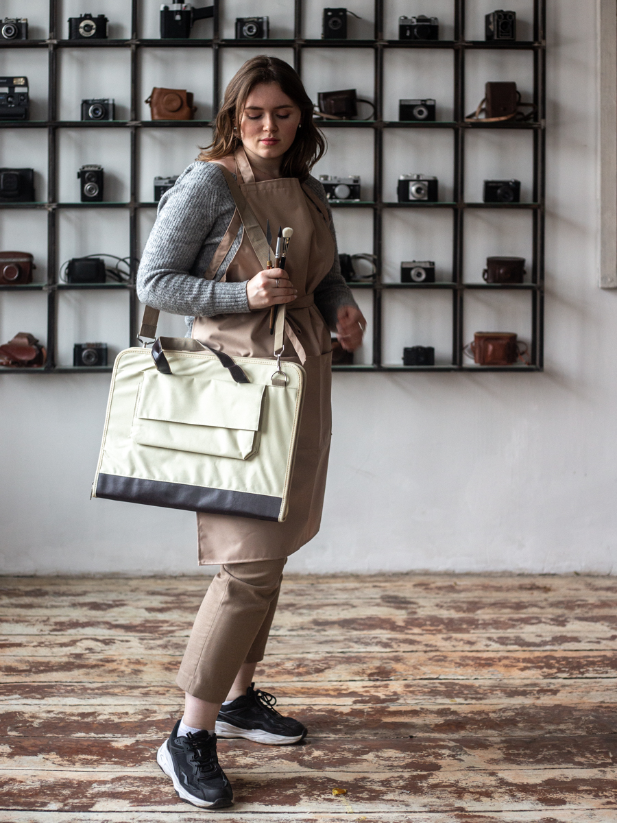 Сумка Малевичъ для формата А3 размер 47х35 см с карманом бежевая - фото 15