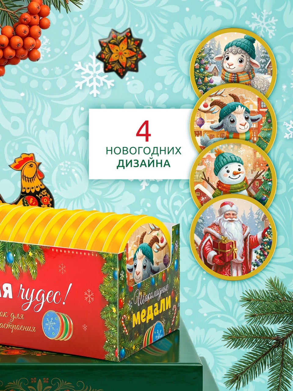 Шоколадные медали Сладкая сказка REGNUM Новогодние 20г х 24 шт - фото 2