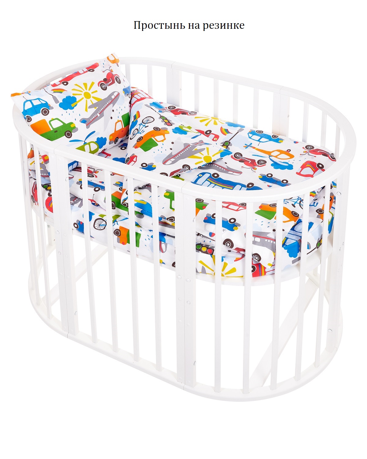 Комплект постельного белья Lemony kids в овальную кроватку Way белый с рисунком 3 предмета - фото 2