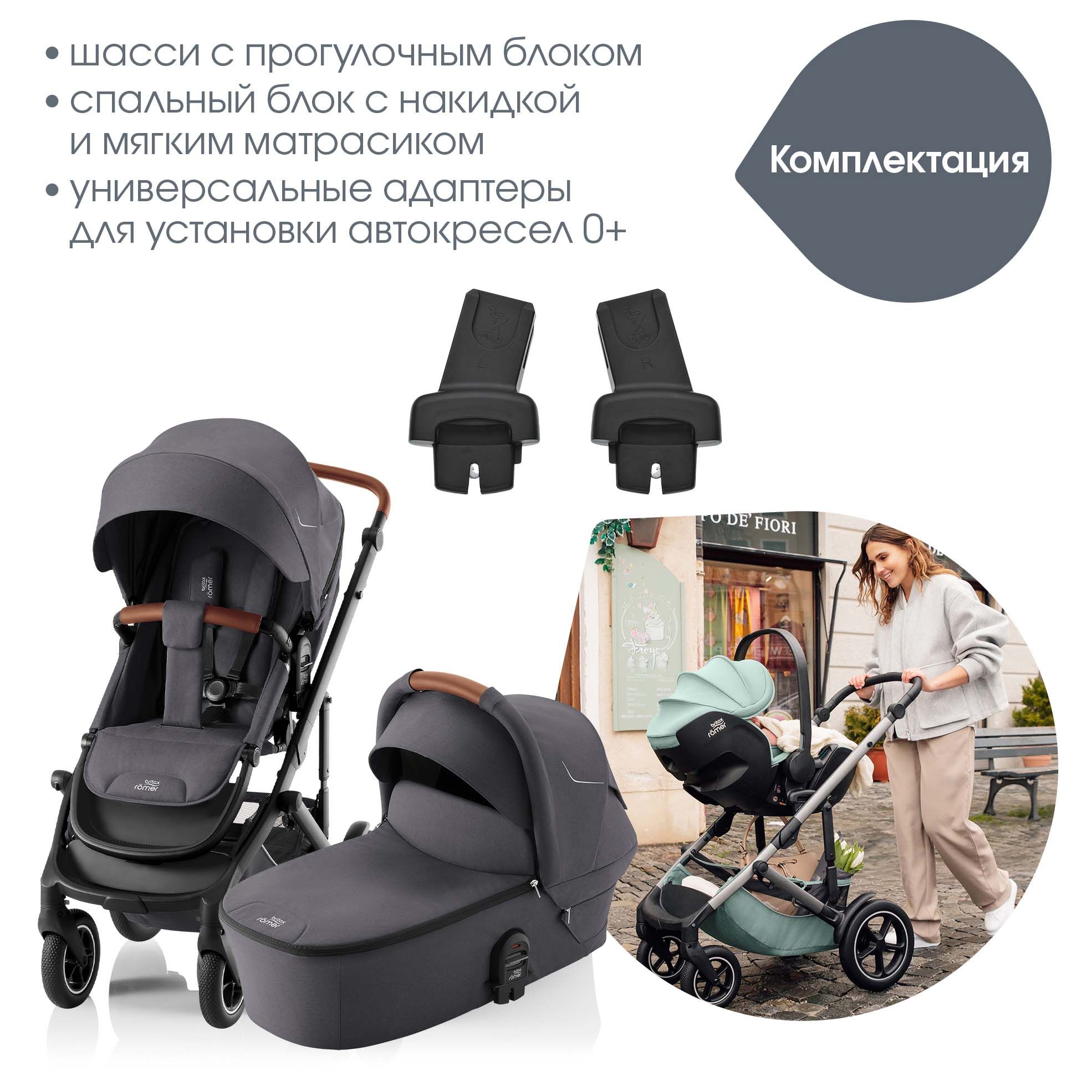 Коляска 2в1 Britax Roemer Smile 5Z Midnight Grey серый - фото 15