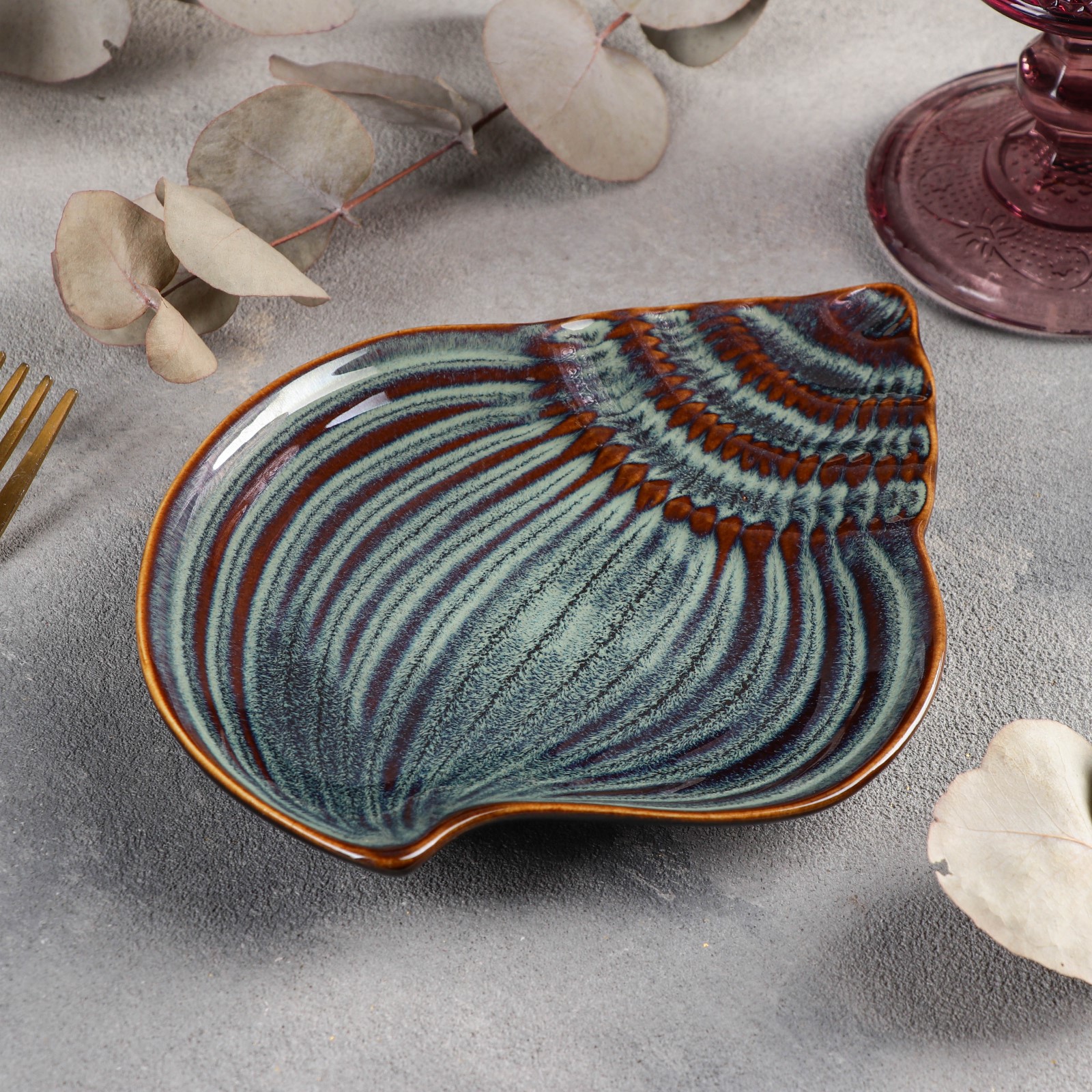 Блюдо сервировочное Dolce Ceramo керамическое «Ракушка» 18 5×14 см - фото 1