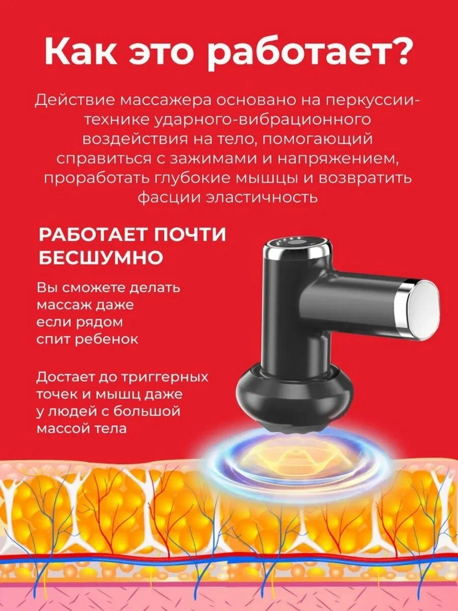 Массажер электрический антицеллюлитный CASTLELADY для похудения, массажер для тела и ног 5 насадок - фото 12