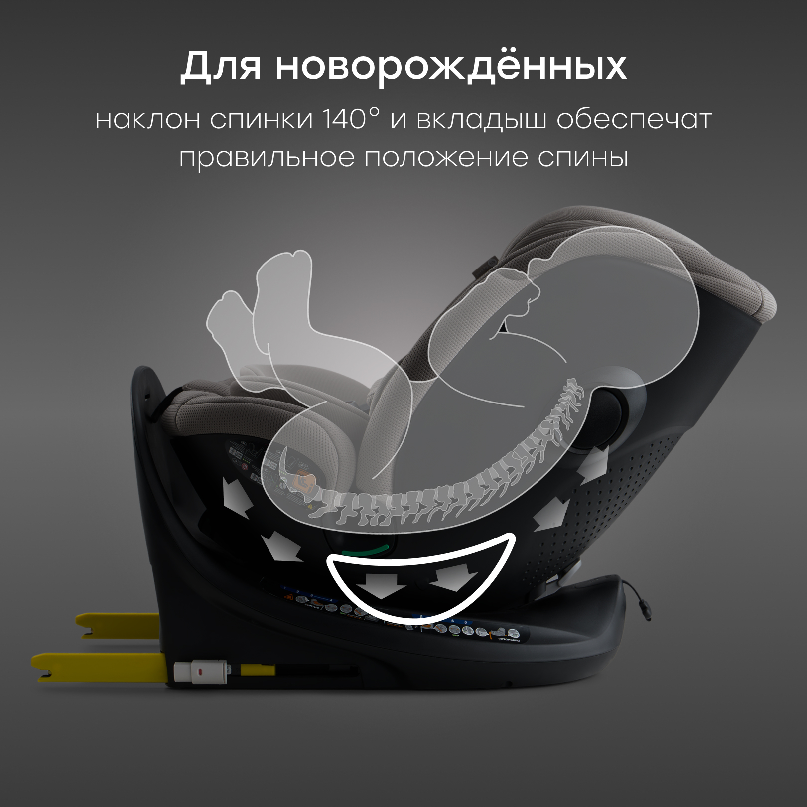 Автокресло Happy Baby Kidster Isofix 0+/1/2/3 (0-36 кг) бежевый - фото 5