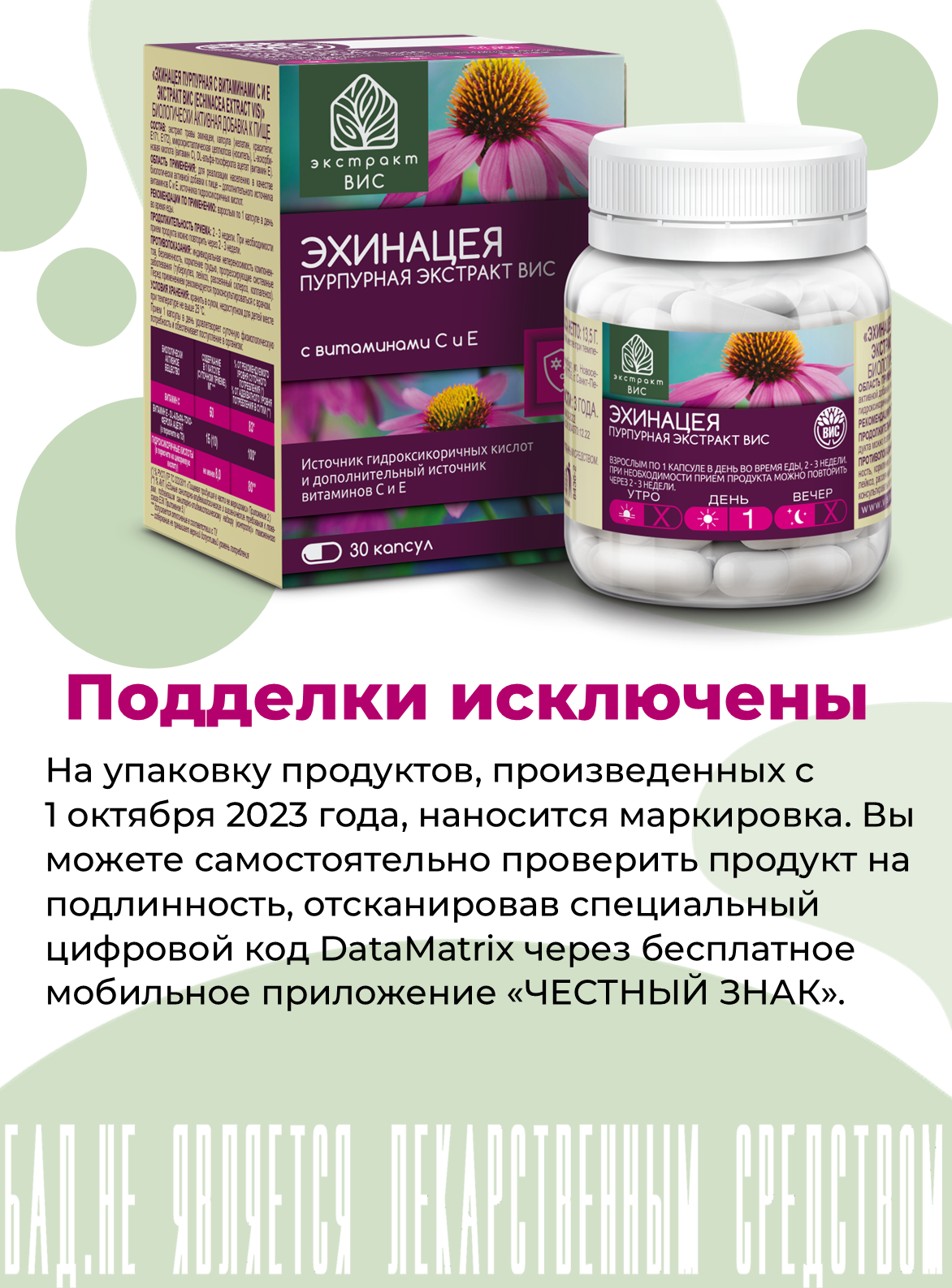 БАД Экстракт-ВИС Эхинацея пурпурная с витаминами С и Е - фото 6