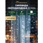 Светодиодная гирлянда NEON-NIGHT Дождь-занавес 2.5х2 м 8 режимов белое свечение 235-055
