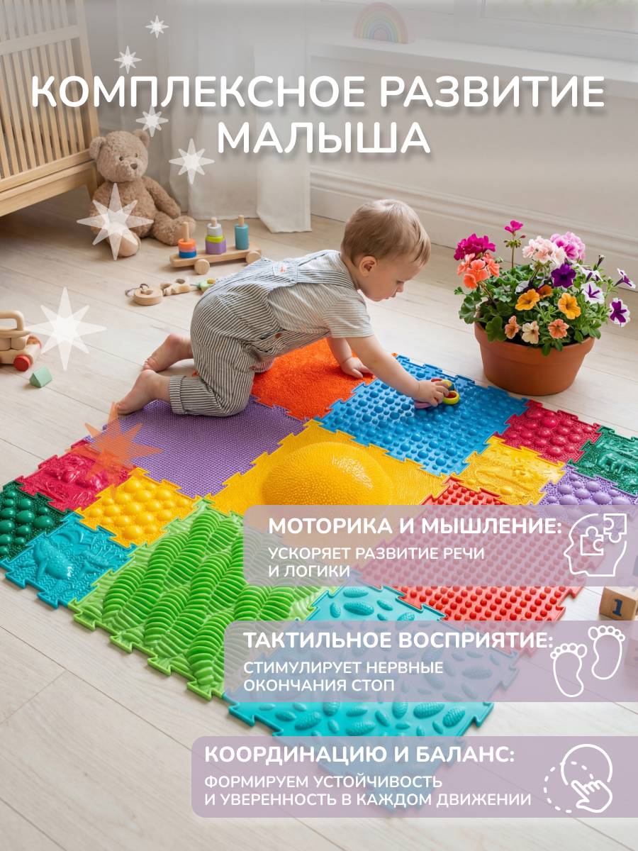 Коврик-пазл Ортодон массажный развивающий 26 x 220 см - фото 12