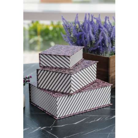 Шкатулка для украшений Cartonnage средняя 20.5x14.5x7.5 см Цветы полоски розовый