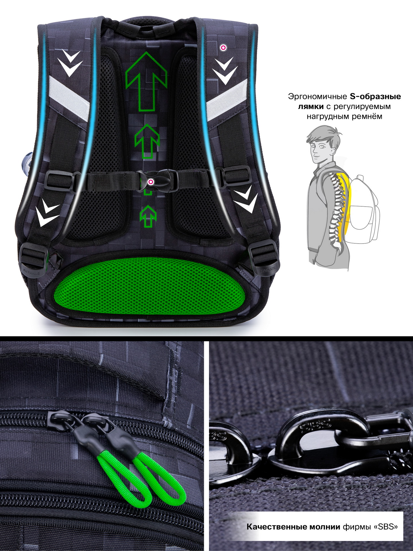 Рюкзак SkyName 1-4 класс, набор 4 в 1 - фото 14