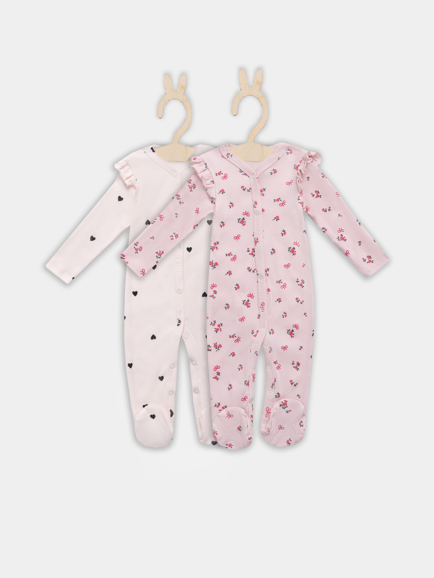 Комбинезон 2 шт Mark Formelle (Марк Формэль) 14007-2/сердца на св.розовом +цветочки на розовом - фото 2