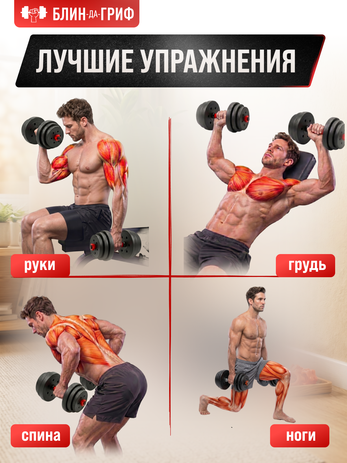 Набор блинов с грифом БлинДаГриф Гантель 16кг 2шт - фото 12